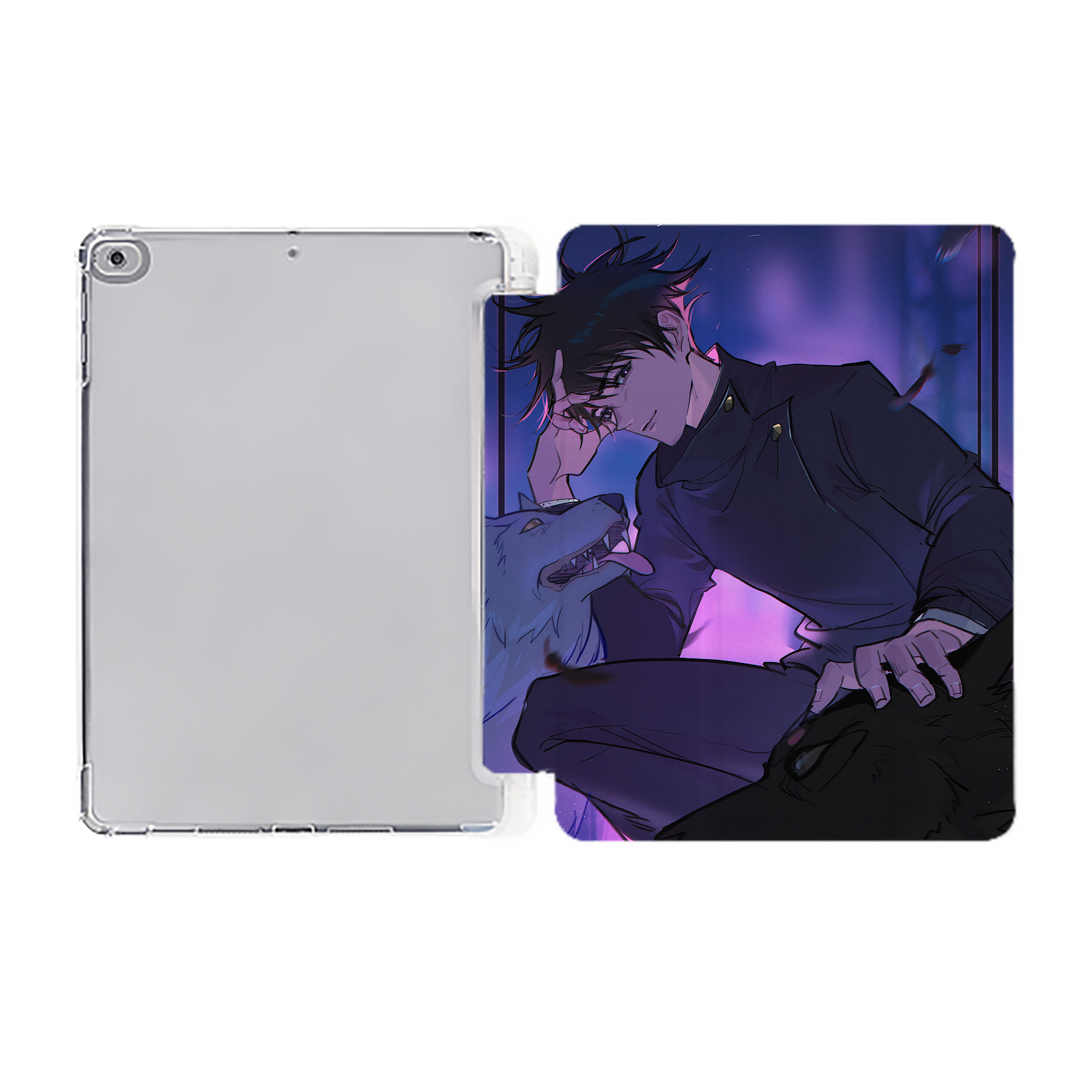（画像用） 呪術廻戦 Jujutsu Kaisen IPad ケース ペン収納付き 三つ折りスタンド PUレザー×シリコン 対応機種9.5/10.5/10.9インチ